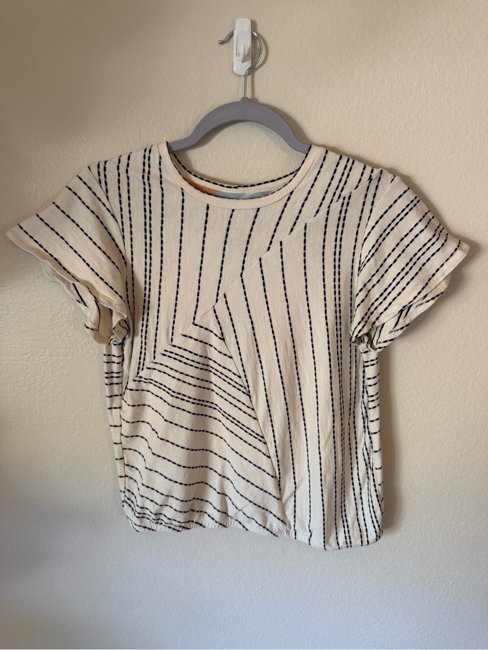 dolan Cream Short Sleeve Stripe Tee with Black Lines